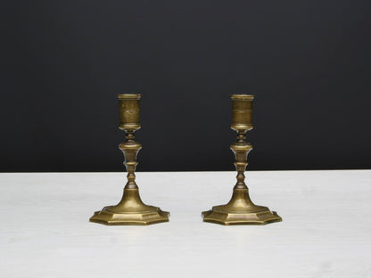 Pair of Brass Candle Holders | Mantel Decor Candle Stick Holder | Table Decor Candle Holder Set