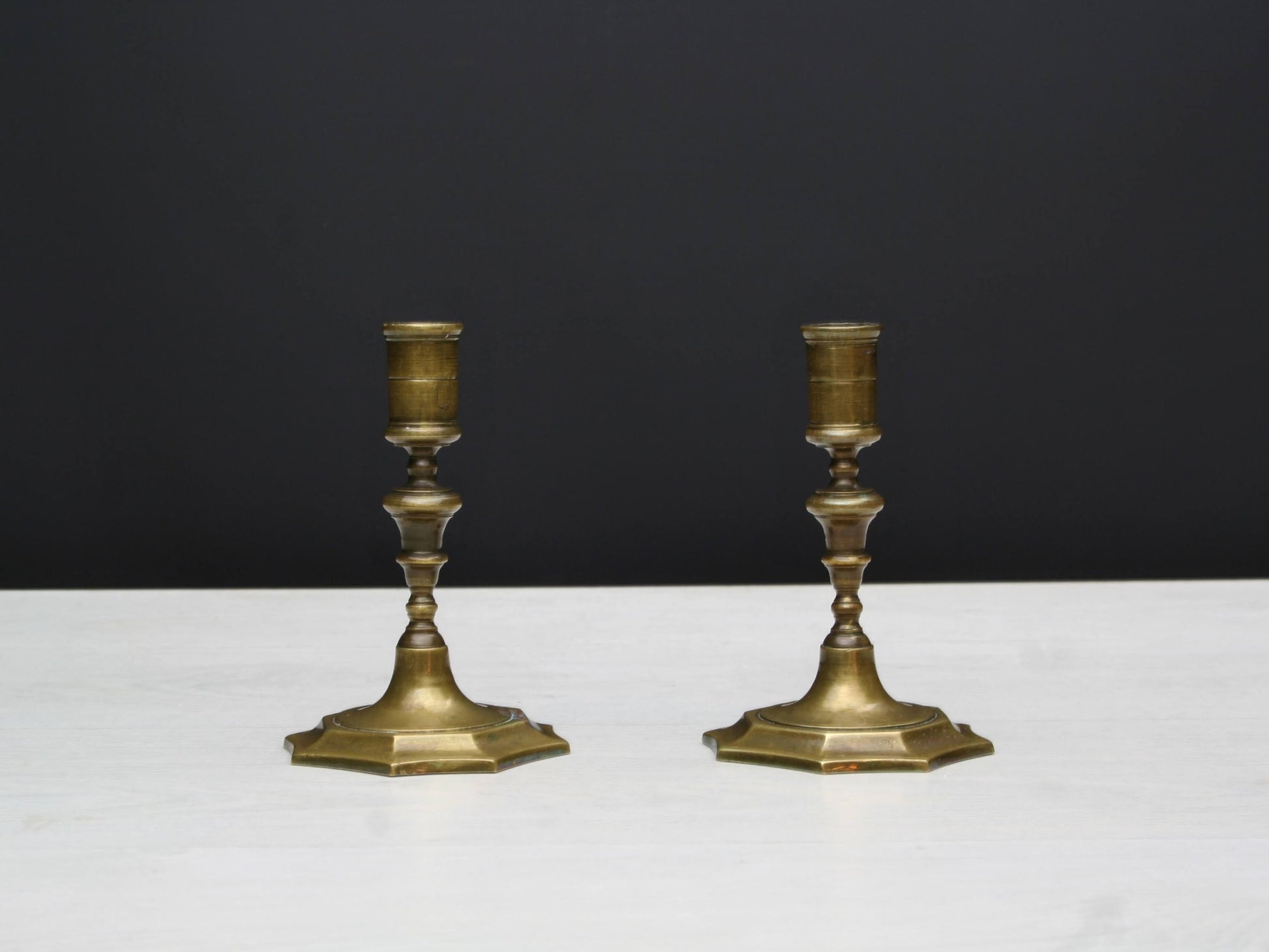 Pair of Brass Candle Holders | Mantel Decor Candle Stick Holder | Table Decor Candle Holder Set