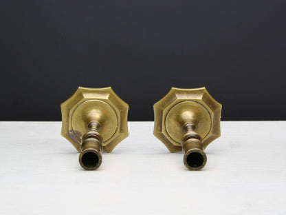 Pair of Brass Candle Holders | Mantel Decor Candle Stick Holder | Table Decor Candle Holder Set