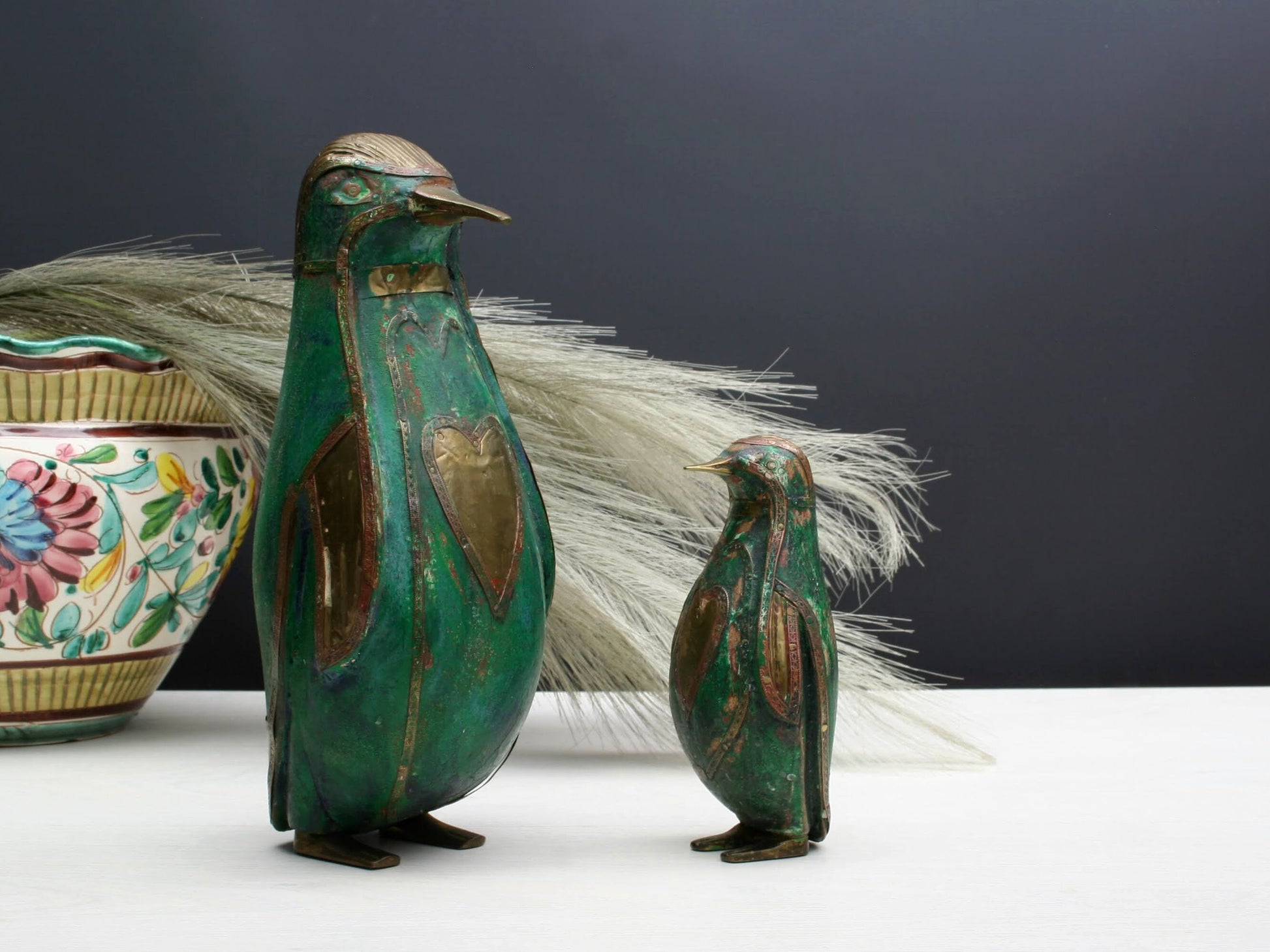 Pair of Penguin Vintage Figurines | Brass Wooden Birds| Decorative Bird Figurines | Bird Lovers Gift, Vintage Decor