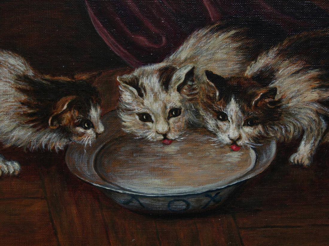 Cat Painting, Original Artwork | Gift For Cat Lovers, Vintage Painting
