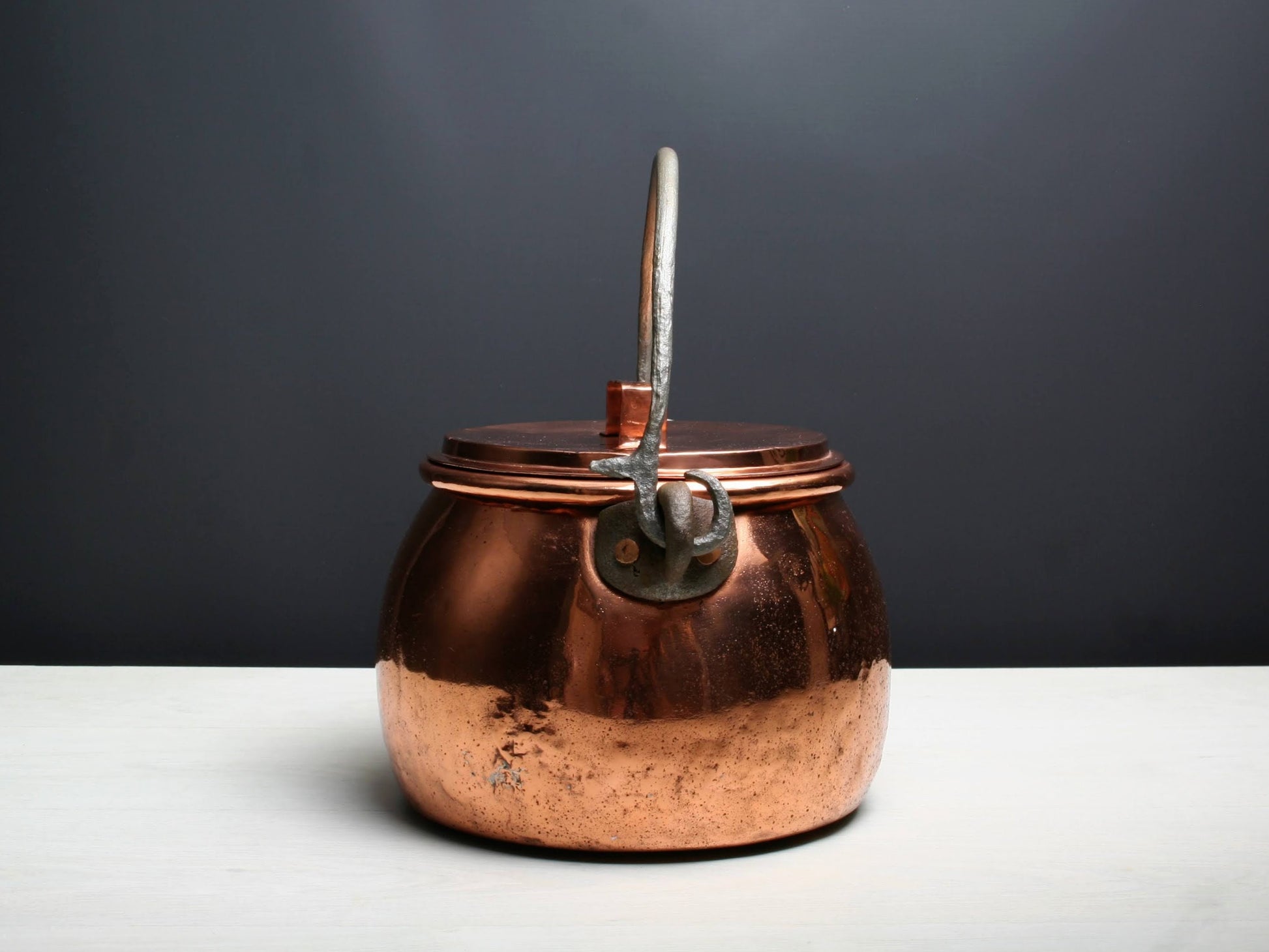 Antique Copper Pot, Turn Of The Century | Copper Cauldron, Fireplace Decor