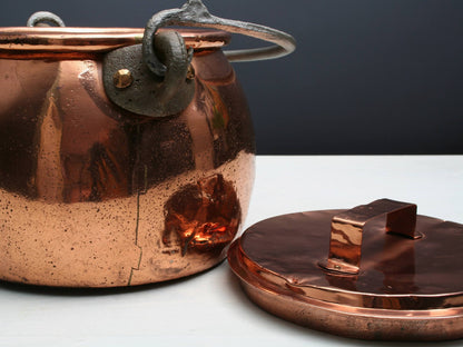 Antique Copper Pot, Turn Of The Century | Copper Cauldron, Fireplace Decor