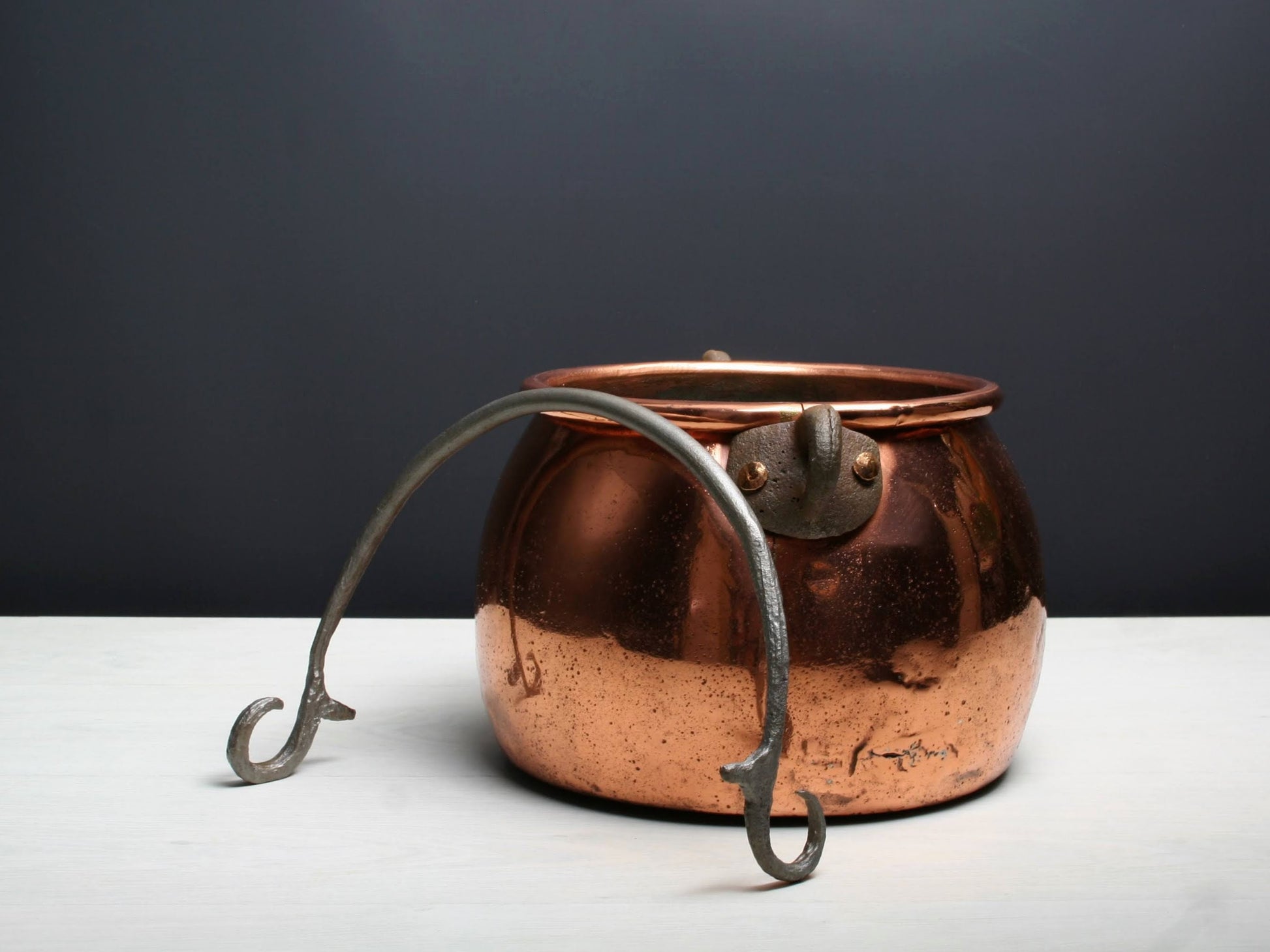 Antique Copper Pot, Turn Of The Century | Copper Cauldron, Fireplace Decor