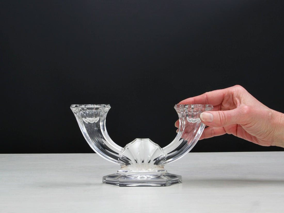 Signed Val St Lambert, Crystal Candle Stick Holder