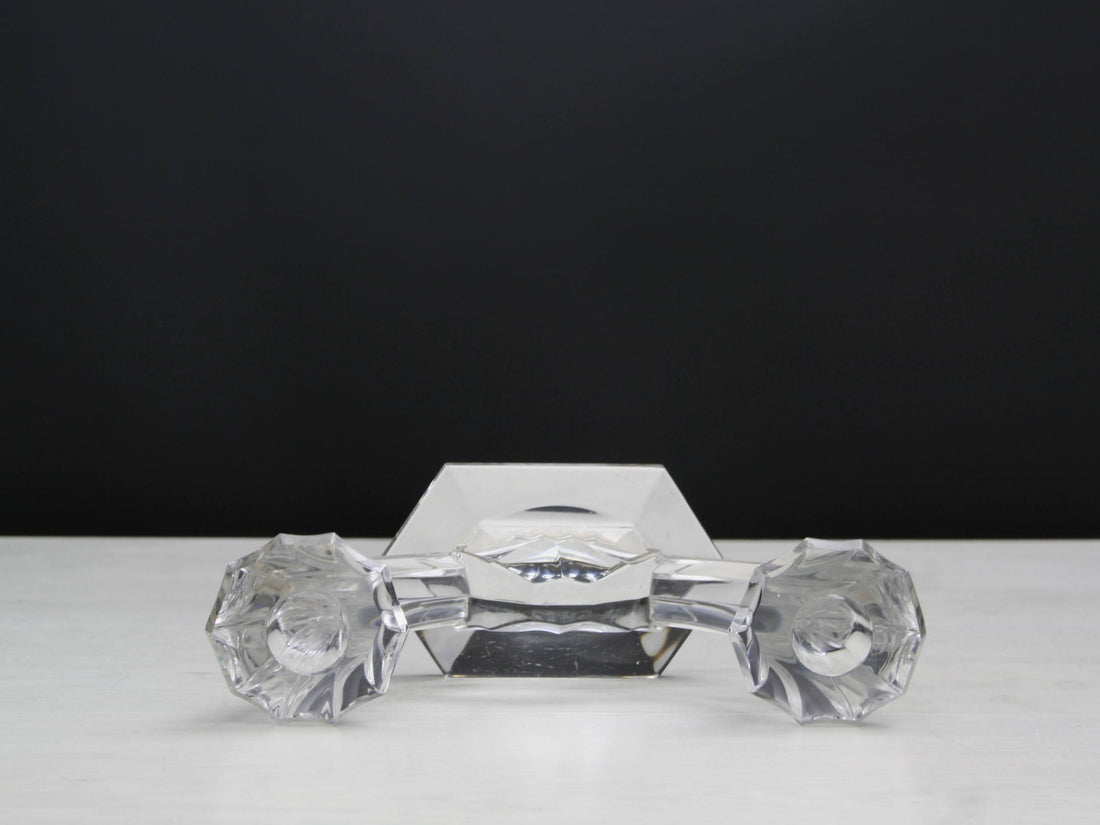 Signed Val St Lambert, Crystal Candle Stick Holder