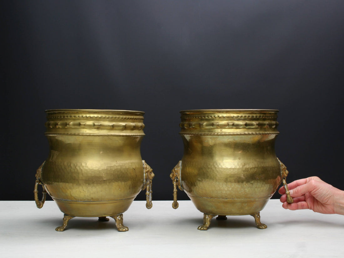 French Antique Brass Plant Holders