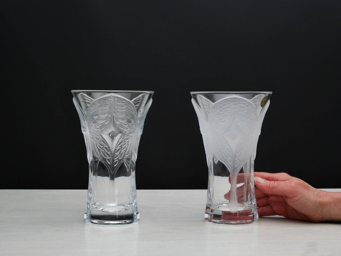 Lead Crystal Vintage Vase Set | French Decor Flower Vases