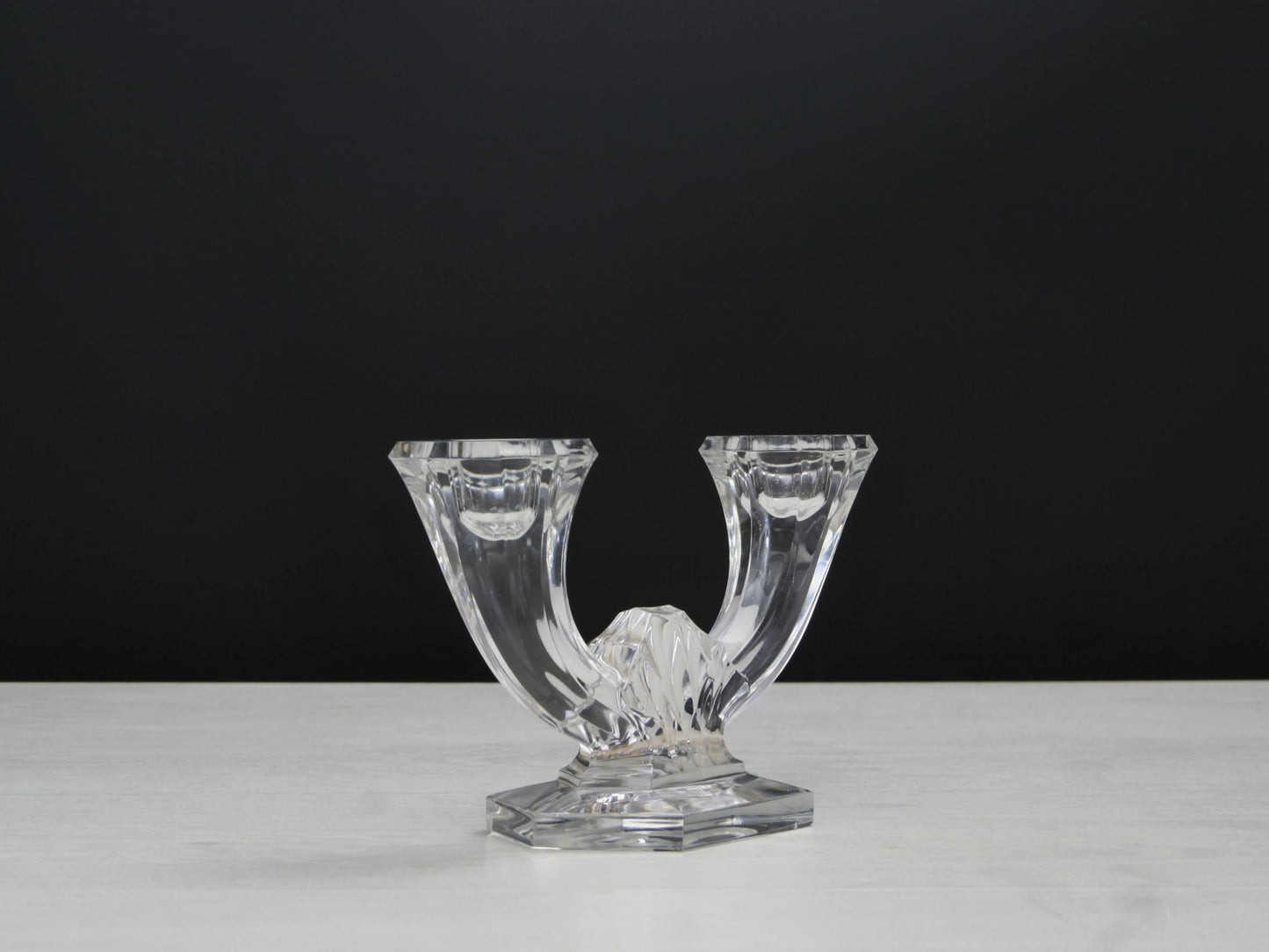 Signed Val St Lambert, Crystal Candle Stick Holder