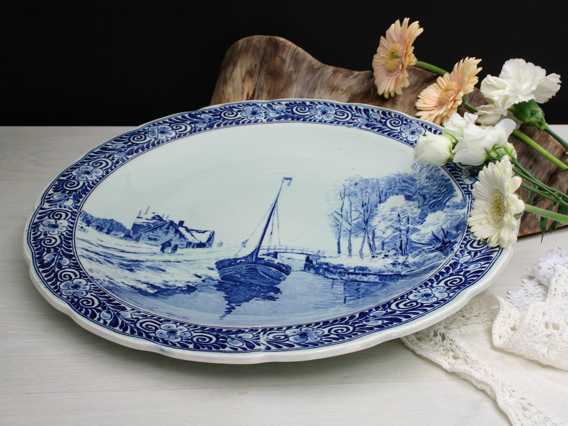 Large Delftware Charger Plate | Delft Plate - Kitchen Decor