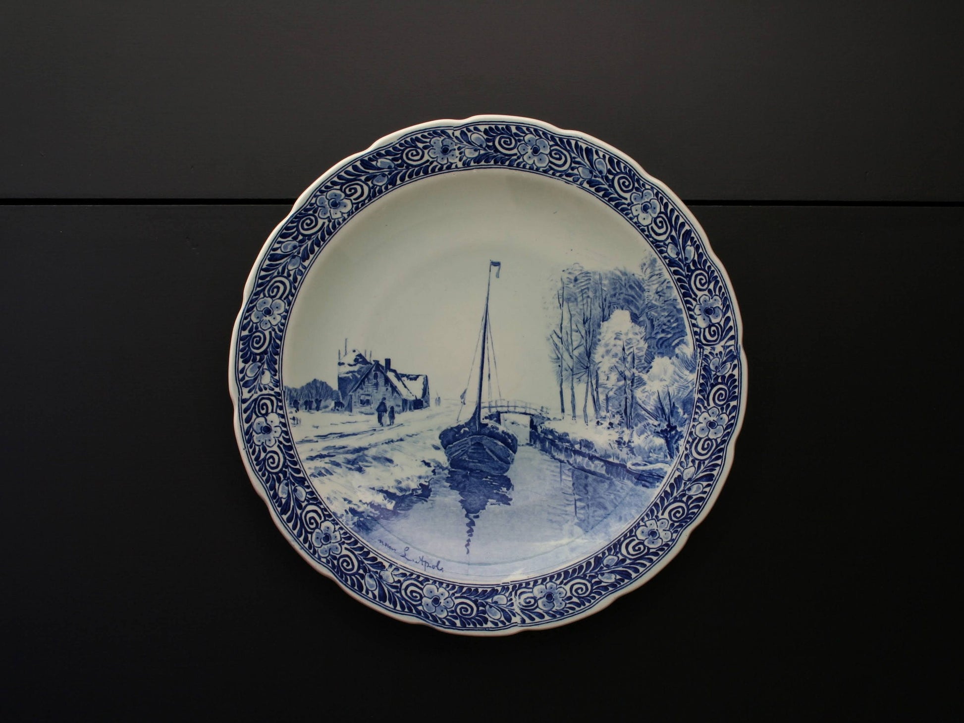 Large Delftware Charger Plate | Delft Plate - Kitchen Decor