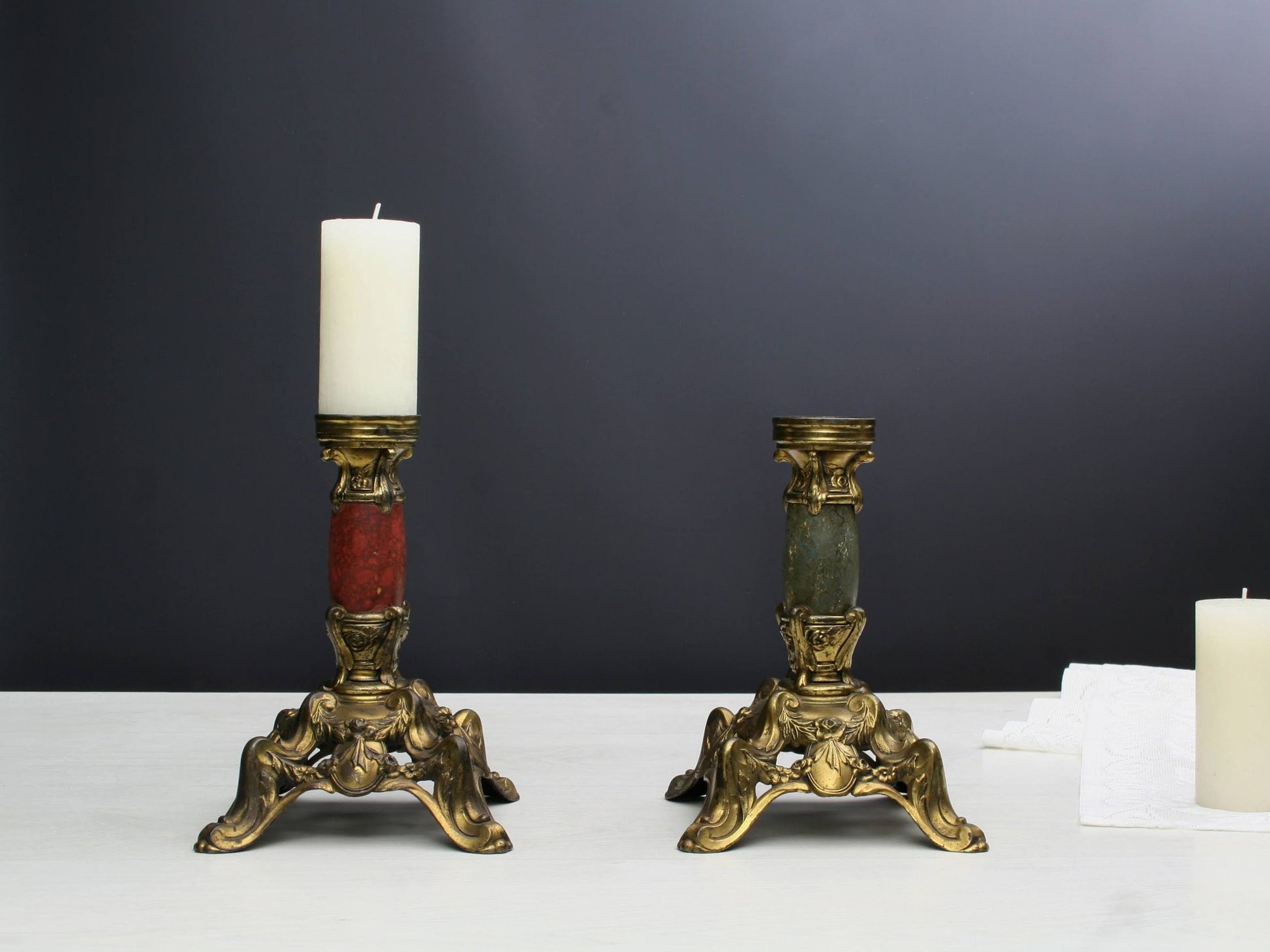 Antique Candleholder Set | Stunning Candle Holders for Table Decor Candle Centerpiece | Mantel Decor Candleholder