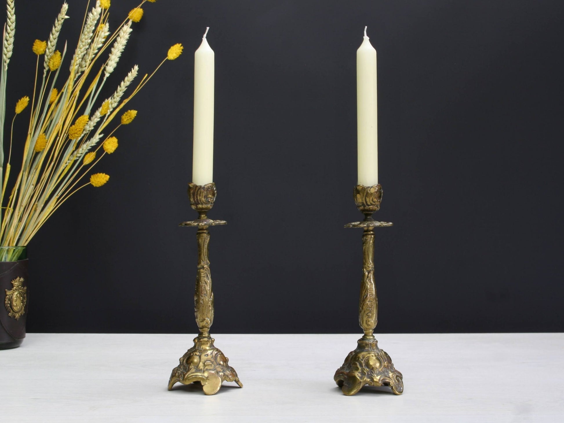 Antique Candle Holder Set | Vintage Decor , Candle Stick Holder | Brass Candle Holder , Deals