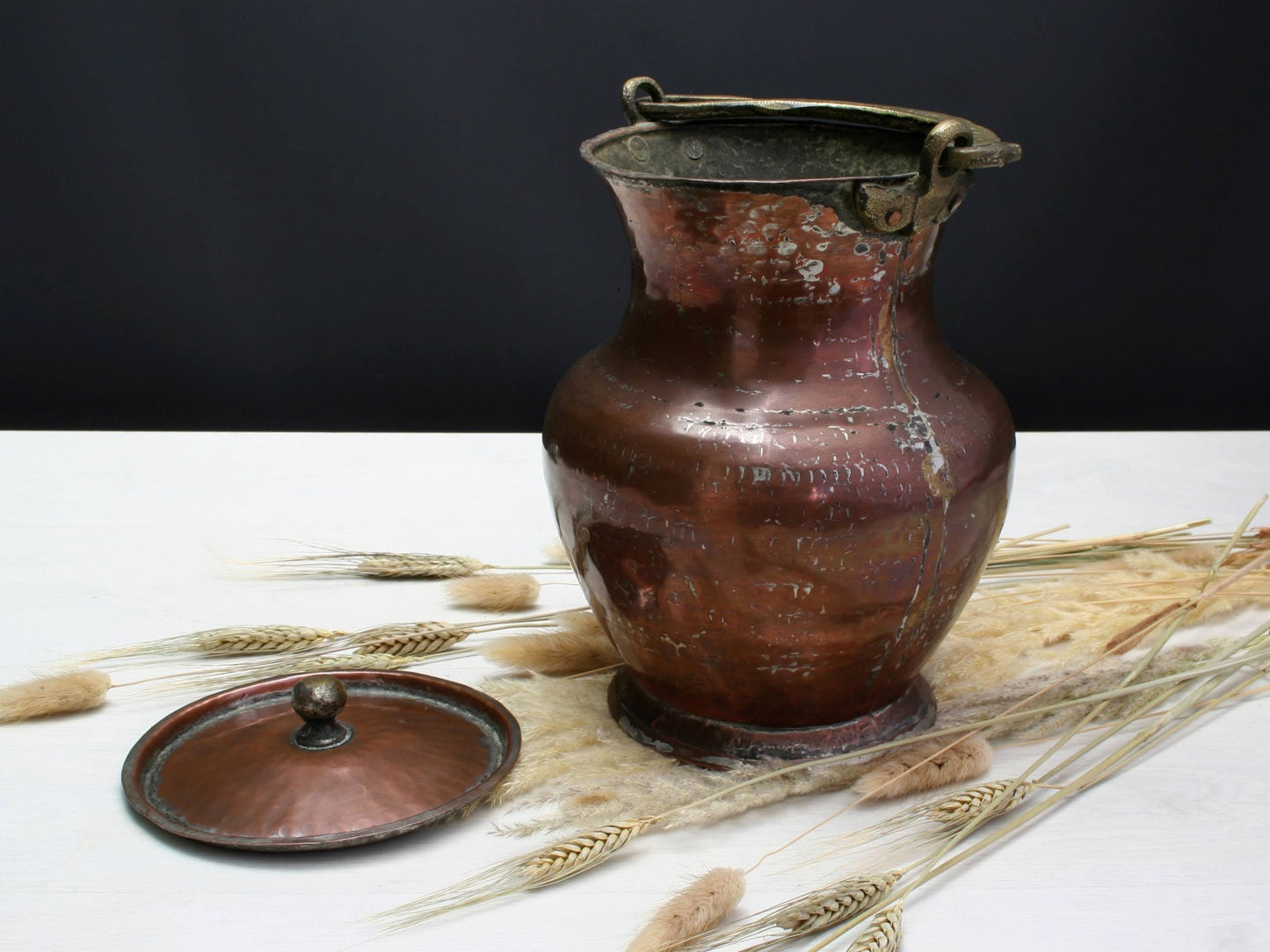 Antique Copper Pot, Turn Of The Century | Farmhouse Decor Antique kettle Copper kettle