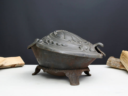 Cast Iron Coal Scuttle | Antique Coal Bucket | Fireplace Decor | Antique Iron Ash Bucket | Antique Decor Fireplace Tools