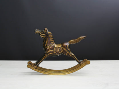 Gorgeous Brass Rocking Horse Figure | Farmhouse Decor / Horse Decor