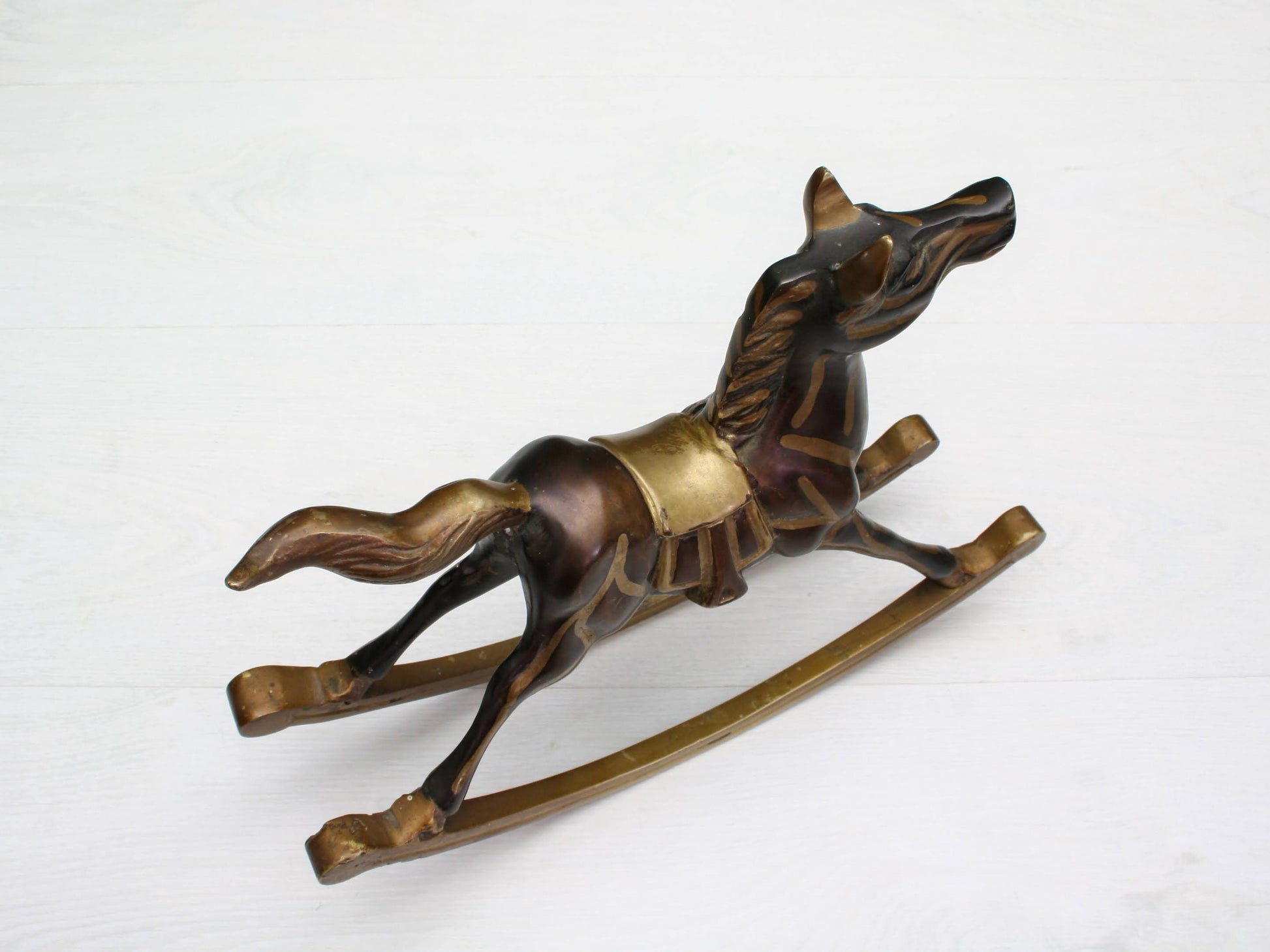 Gorgeous Brass Rocking Horse Figure | Farmhouse Decor / Horse Decor