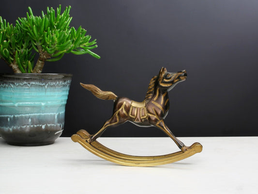 Gorgeous Brass Rocking Horse Figure | Farmhouse Decor / Horse Decor
