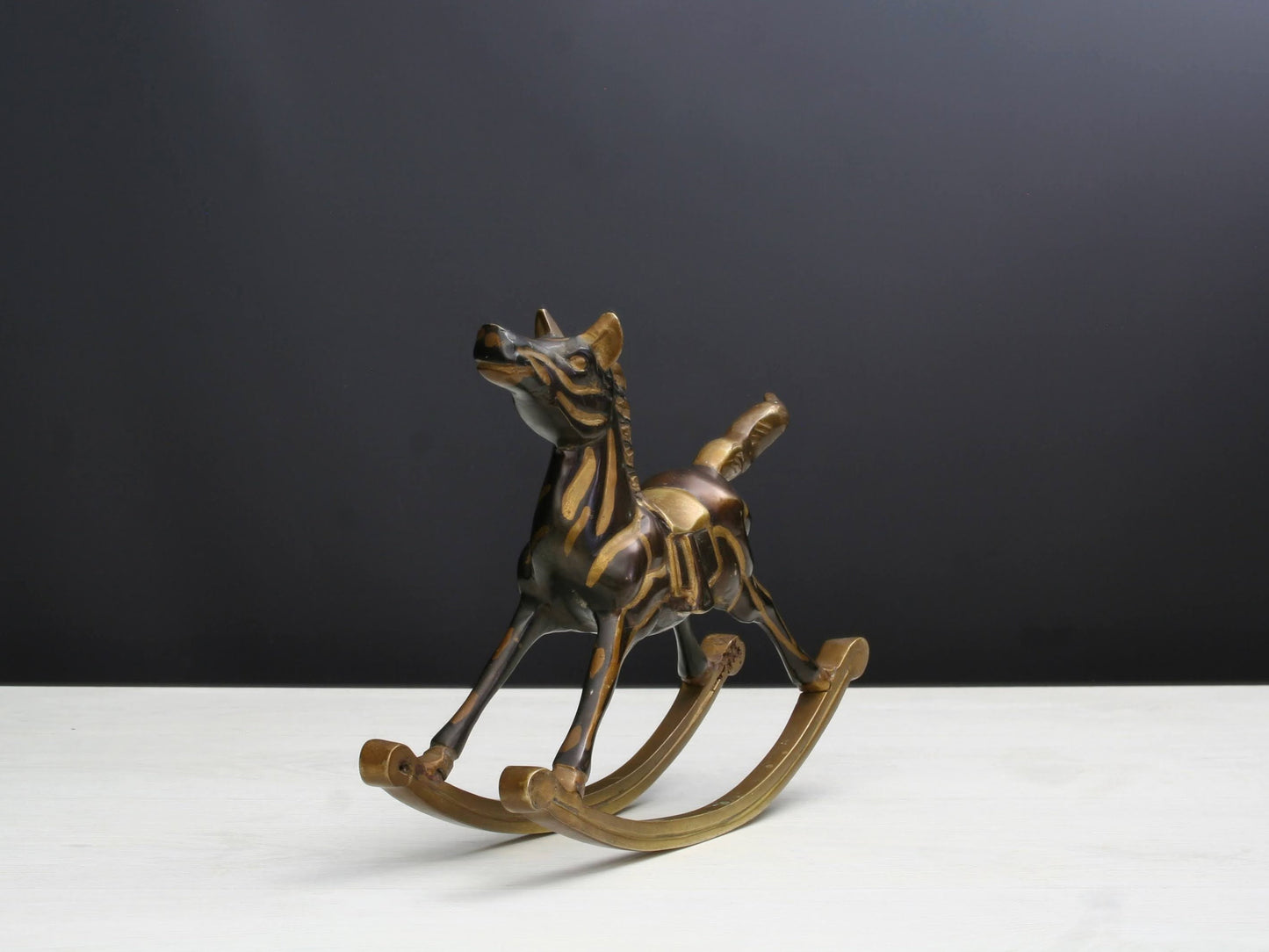 Gorgeous Brass Rocking Horse Figure | Farmhouse Decor / Horse Decor