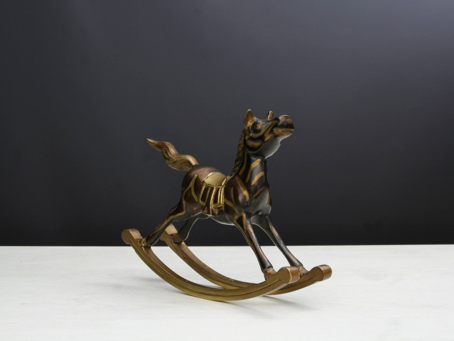 Gorgeous Brass Rocking Horse Figure | Farmhouse Decor / Horse Decor