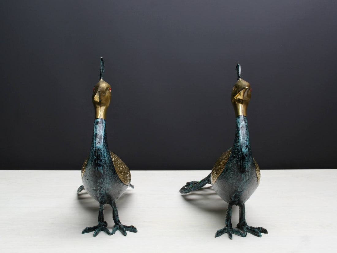Stunning Brass Peacock Bird Figurines | Collectible -Peacock Decor