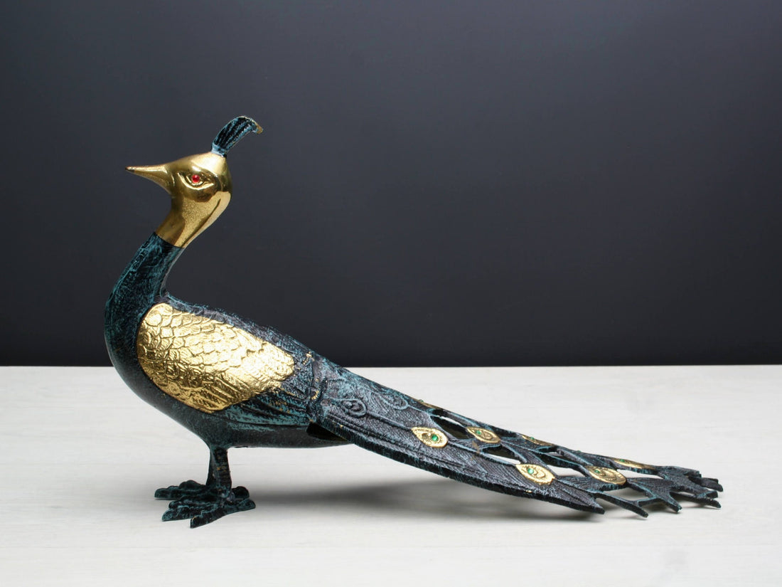 Stunning Brass Peacock Bird Figurines | Collectible -Peacock Decor