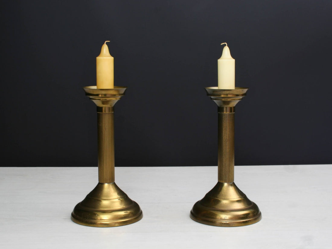 Brass Candle Stick Holder Set | Country Home Decor