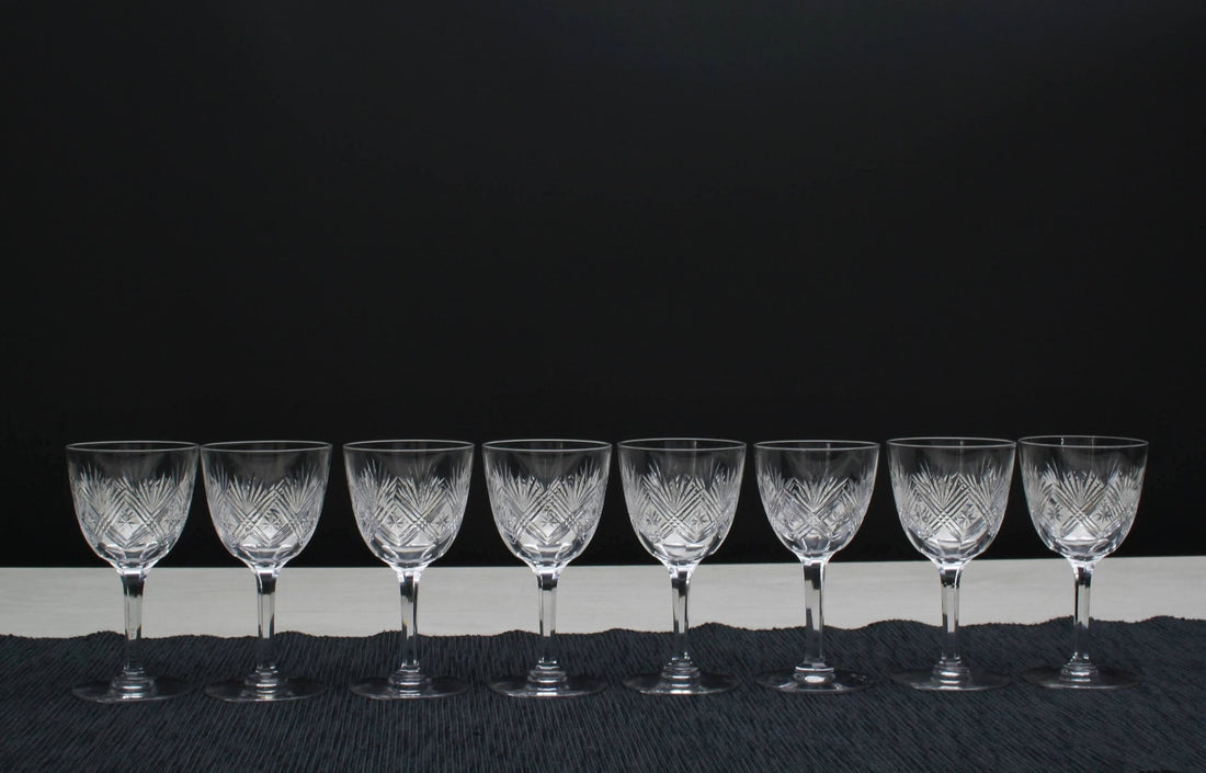 Cut Crystal Glasses Set of 8, Napoleon 3 | Liquor Glasses,Whiskey Glasses | Barware Set