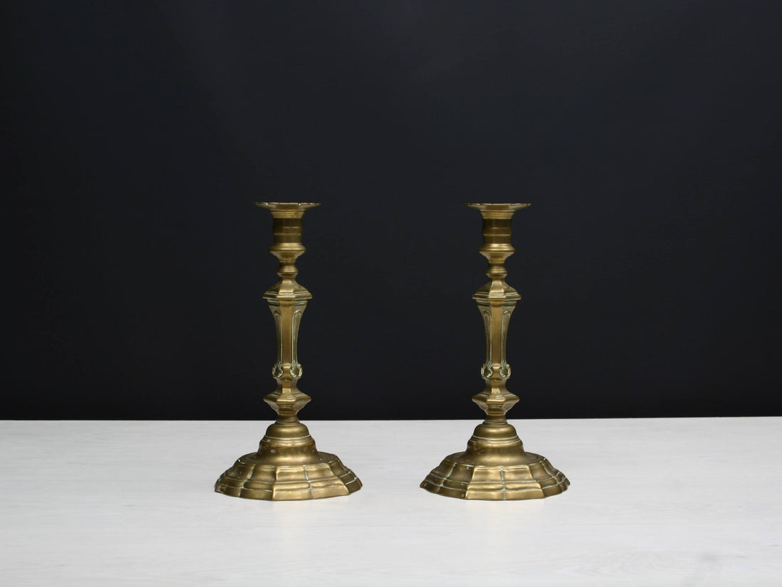 Brass Candle Holder Set-Farmhouse Decor | Candle Stick Holders-Country Home Decor