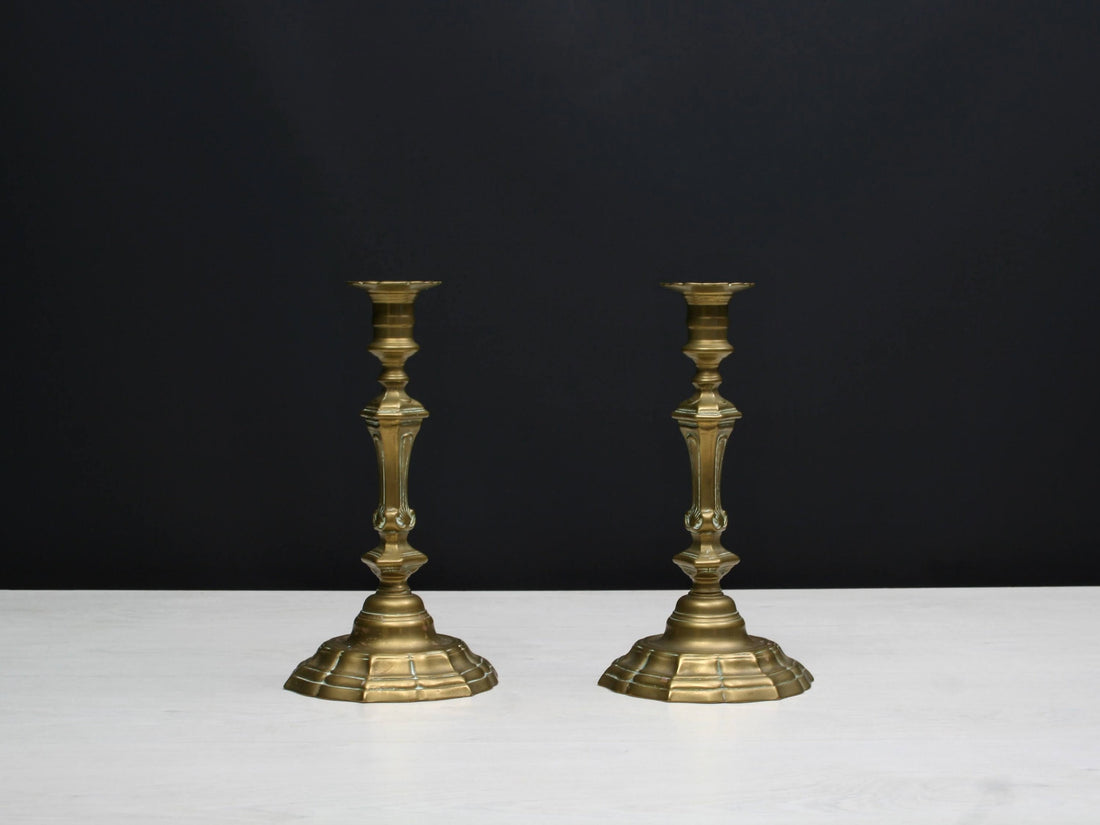 Brass Candle Holder Set-Farmhouse Decor | Candle Stick Holders-Country Home Decor