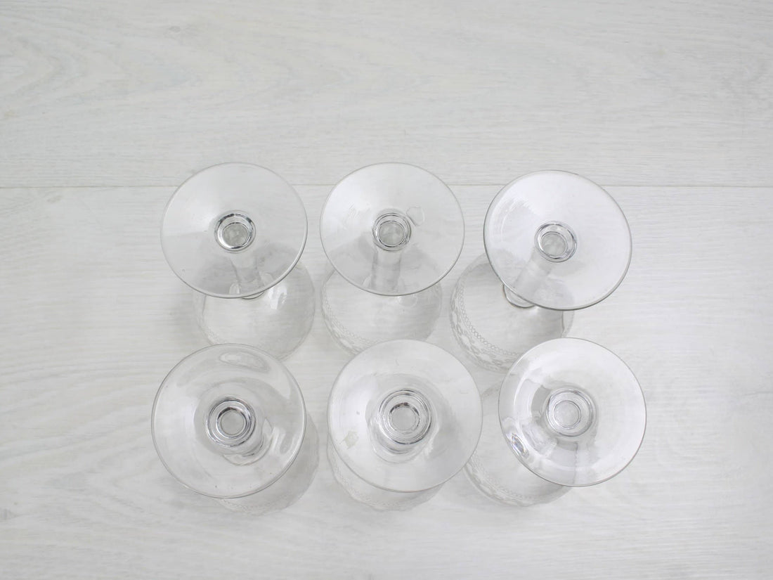 Antique Etched Shot Glass Set of 6 | Liquor Glasses- Barware Set