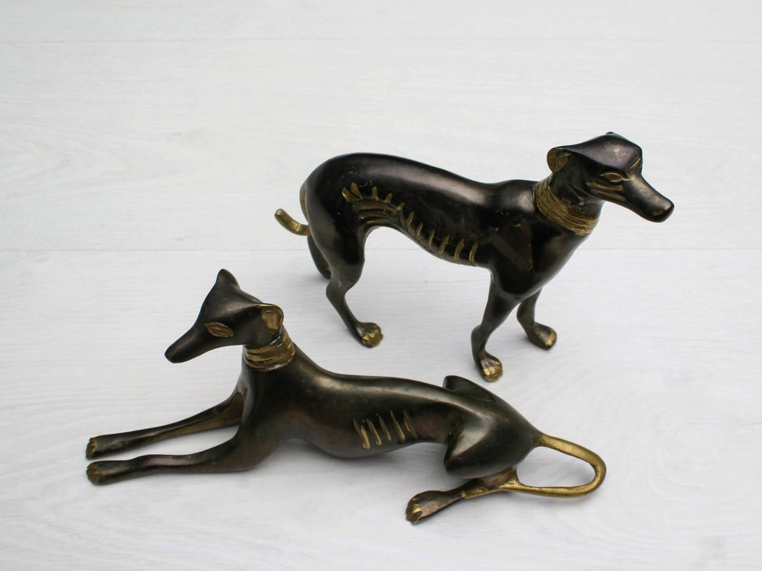 Vintage Brass Dog Figurines- Vintage Decor | Gift For Dog Lovers|  Brass Dog Statues- Collectibles