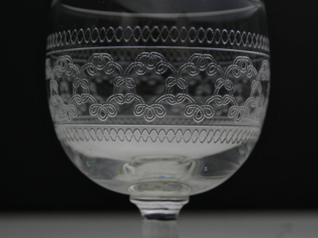 Antique Etched Shot Glass Set of 6 | Liquor Glasses- Barware Set