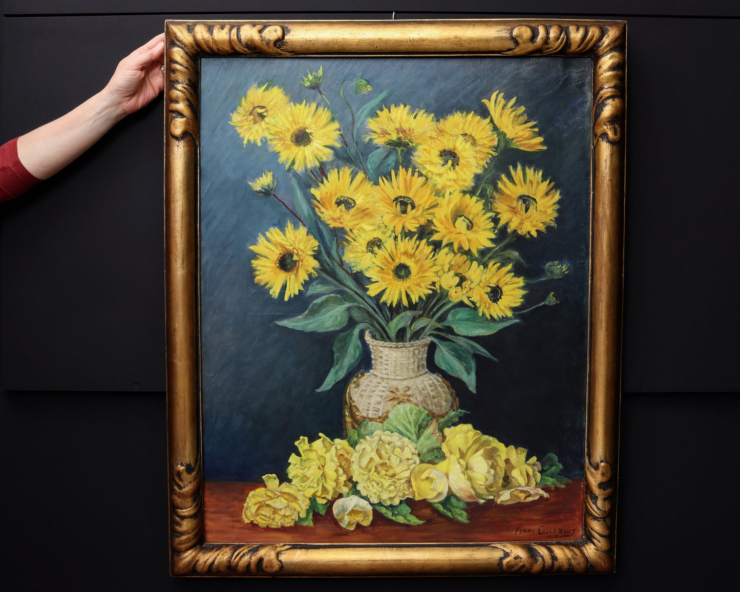 Oil Painting Flowers in Baroque Frame | Floral Painting, European Art | Original Artwork, Wall Decor