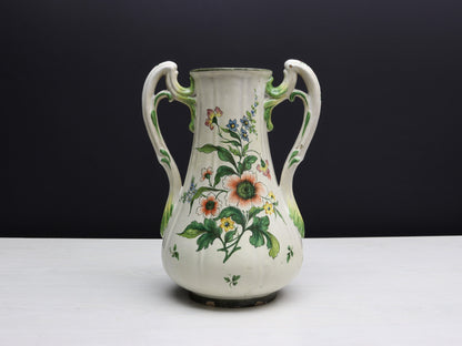 Decorative Earthenware Vase | Vintage Italian Flower Vase | Centerpiece Vase for Vintage Home Decor