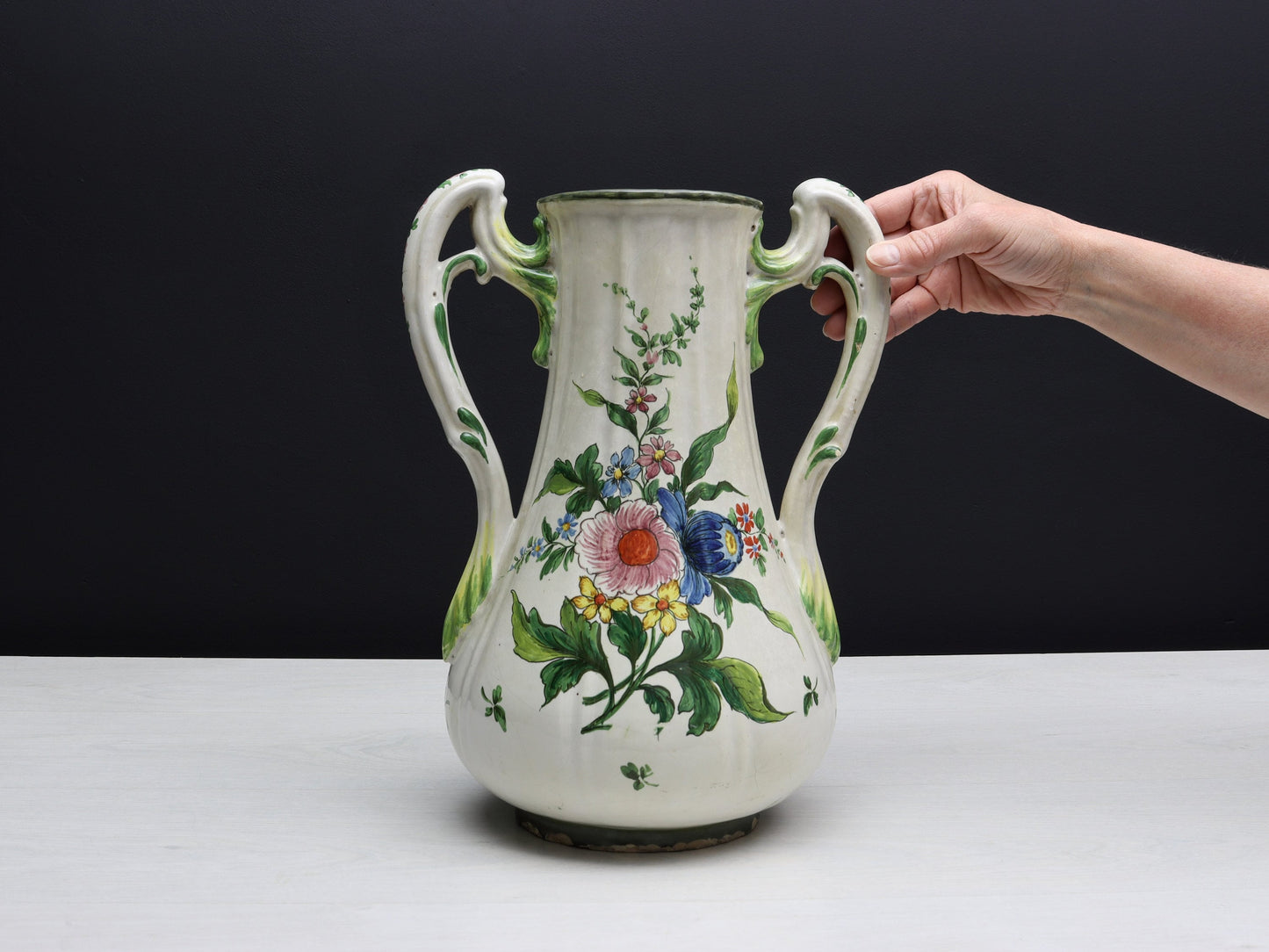 Decorative Earthenware Vase | Vintage Italian Flower Vase | Centerpiece Vase for Vintage Home Decor