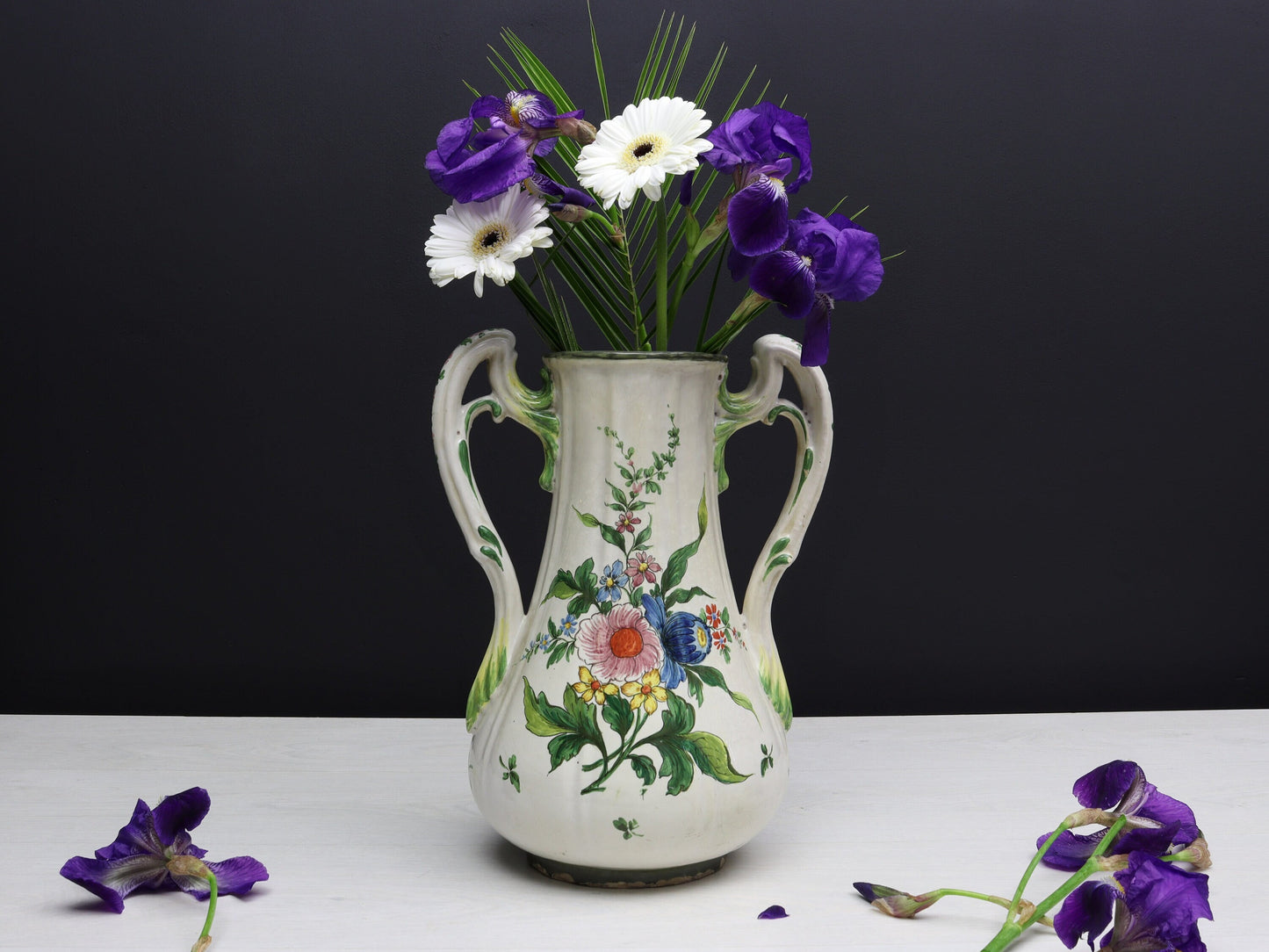 Decorative Earthenware Vase | Vintage Italian Flower Vase | Centerpiece Vase for Vintage Home Decor