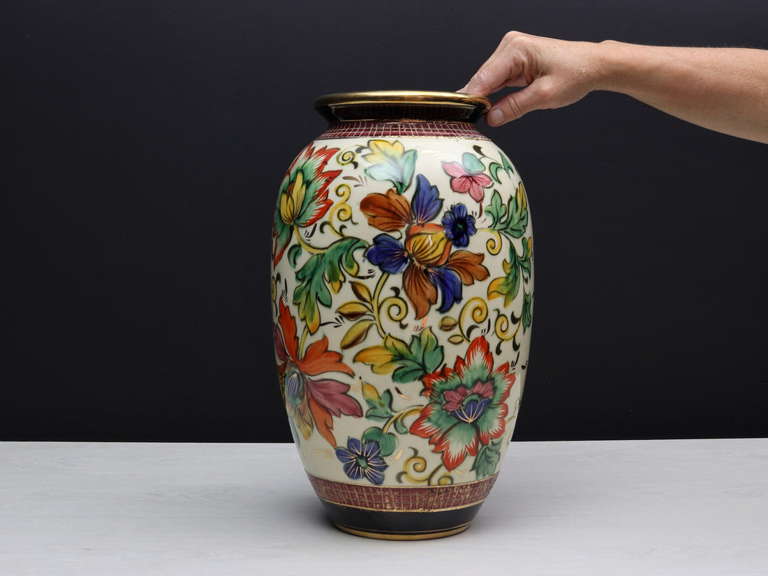 Large Flower Vase | H.BEQUET QUAREGNON | Vintage Vase