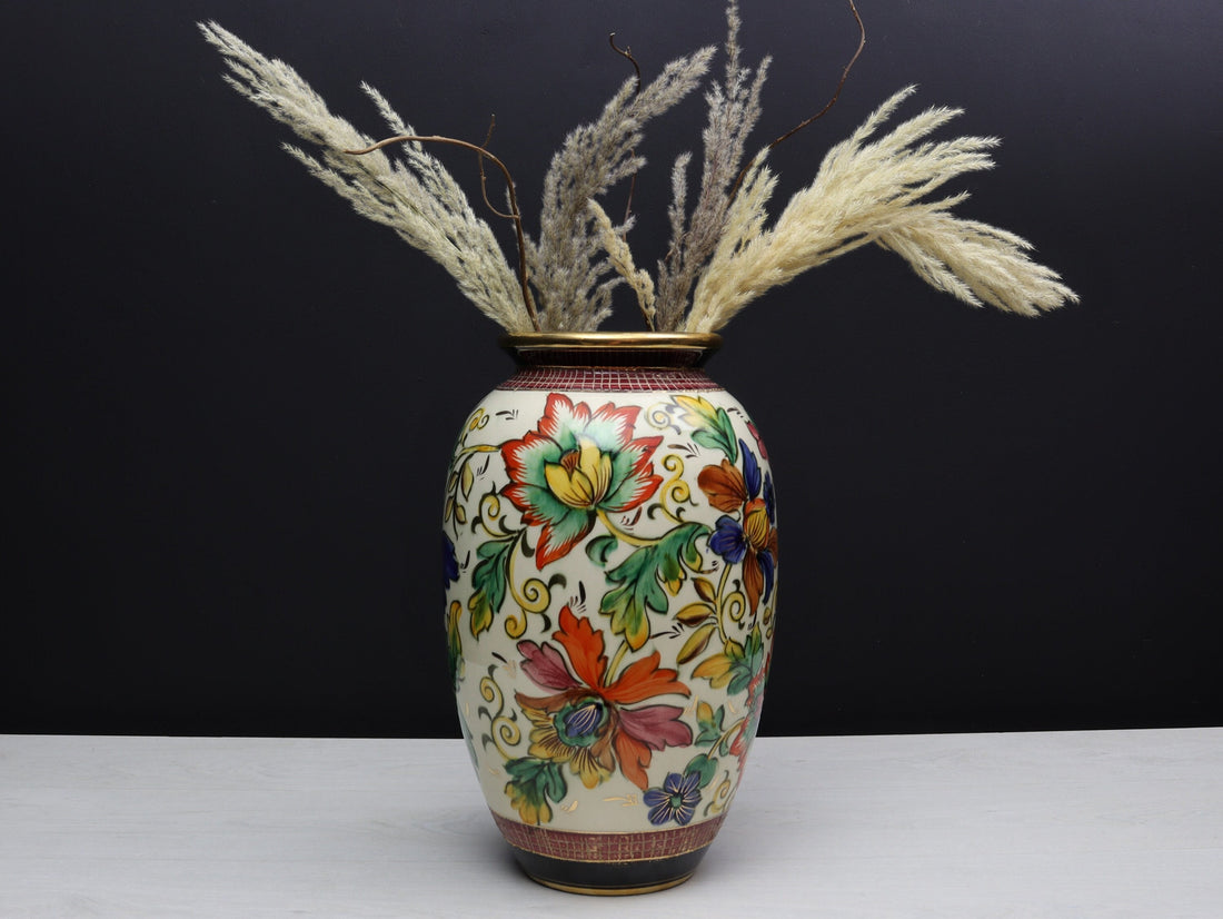 Large Flower Vase | H.BEQUET QUAREGNON | Vintage Vase