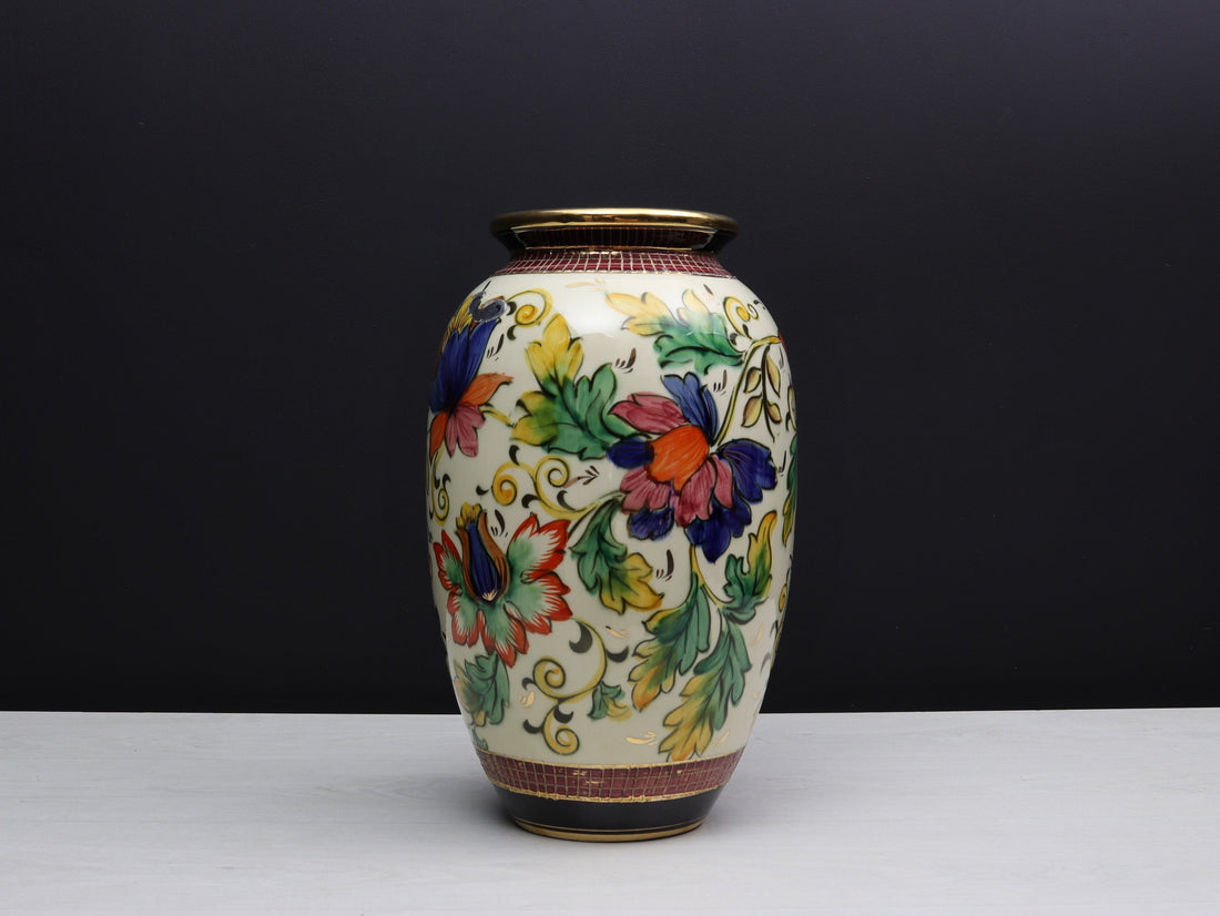 Large Flower Vase | H.BEQUET QUAREGNON | Vintage Vase