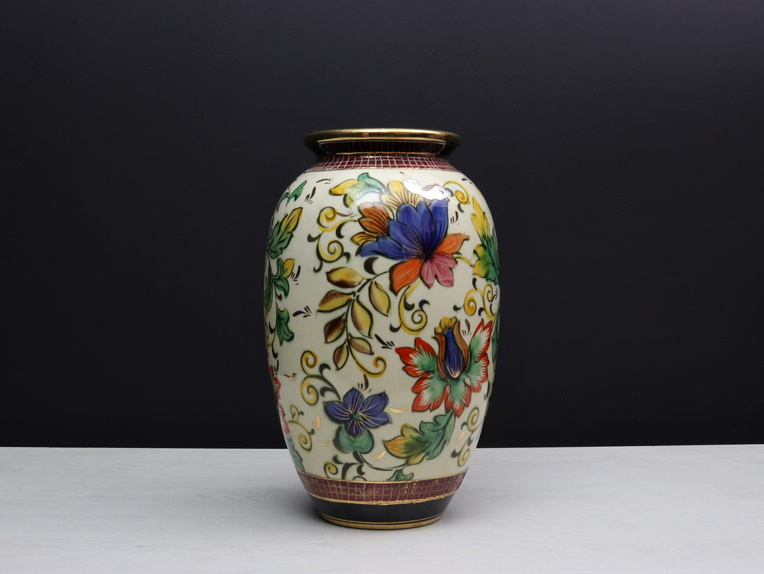 Large Flower Vase | H.BEQUET QUAREGNON | Vintage Vase