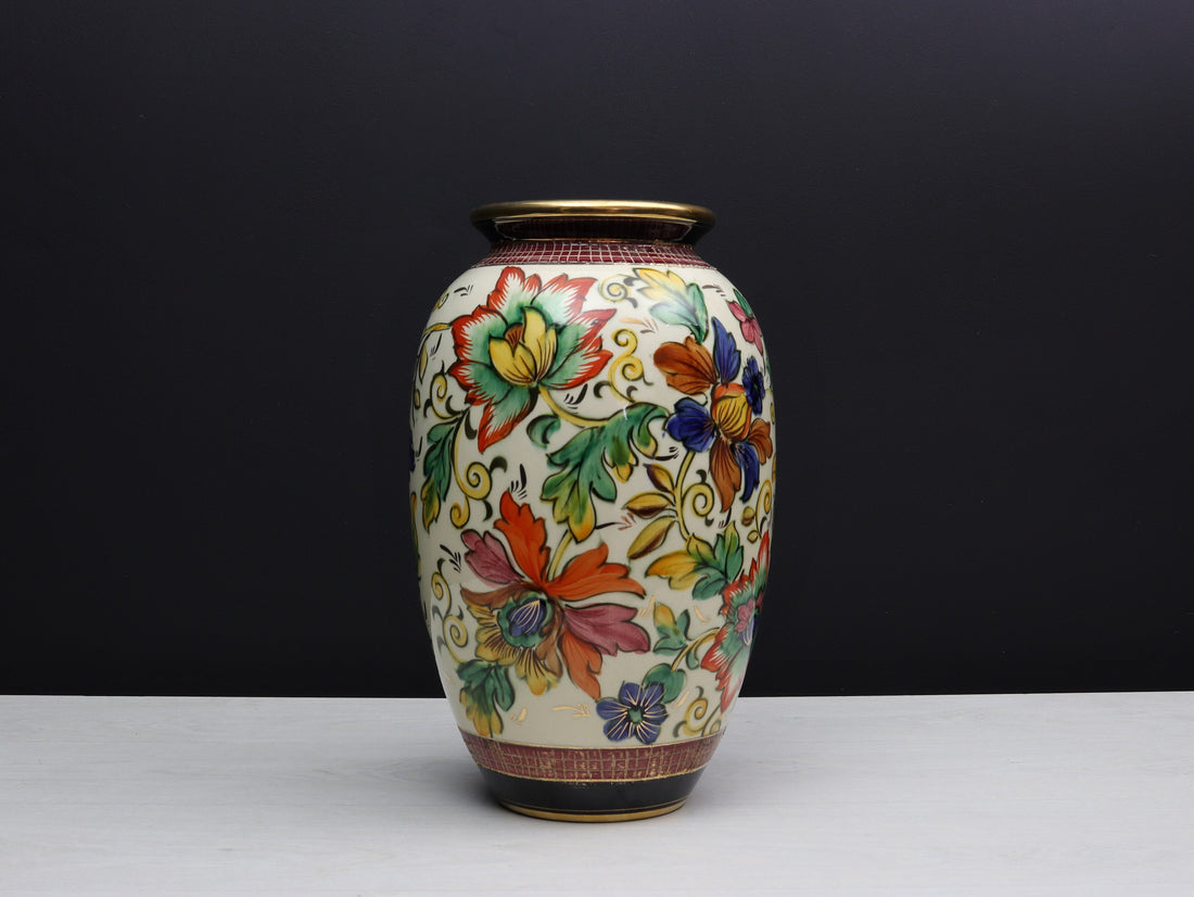 Large Flower Vase | H.BEQUET QUAREGNON | Vintage Vase