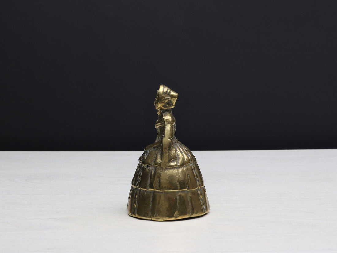 Antique Brass Hand Bell - Vintage Dinner Bell, Desk Ornament, or Paperweight - French Treasure
