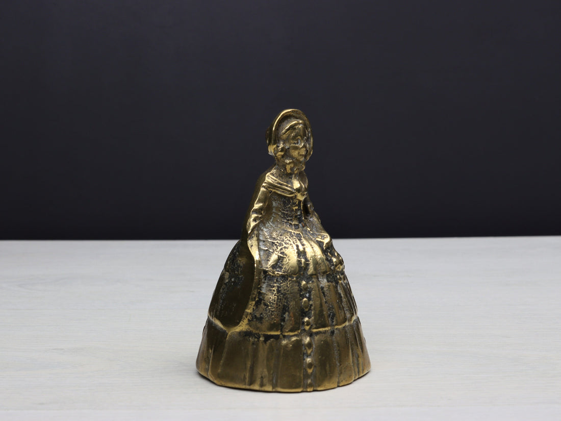 Antique Brass Hand Bell - Vintage Dinner Bell, Desk Ornament, or Paperweight - French Treasure