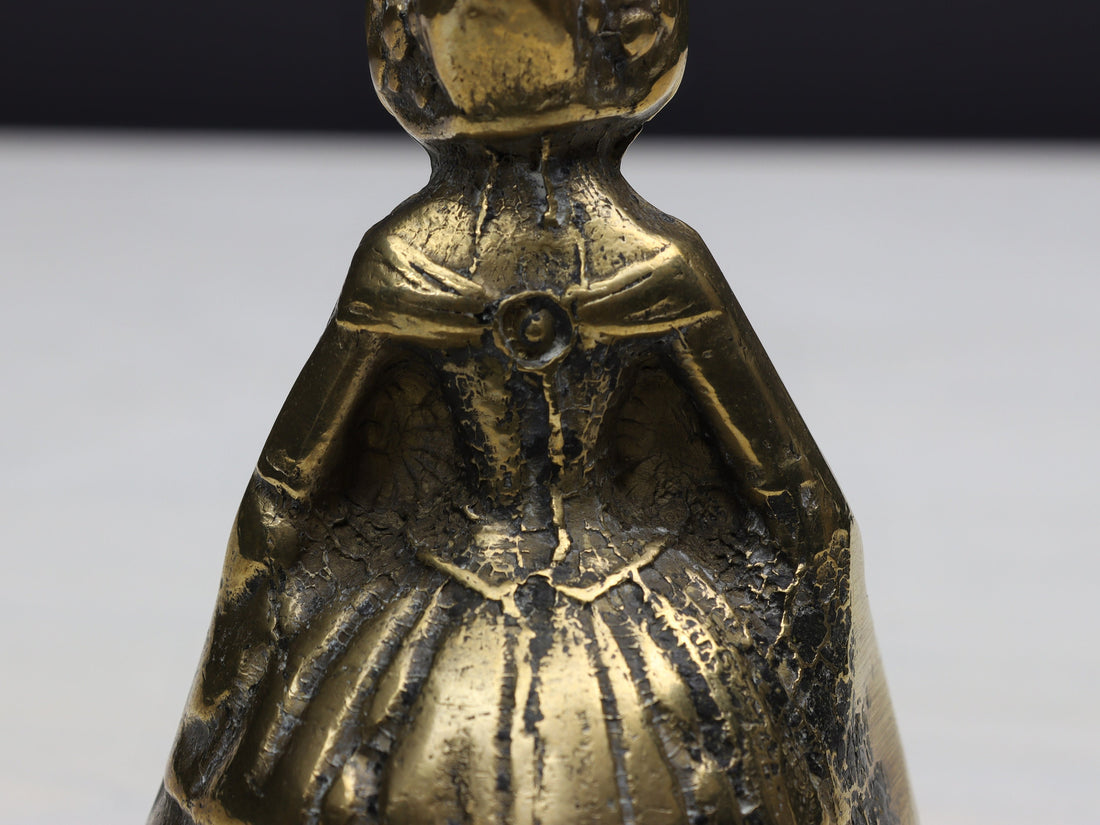 Antique Brass Hand Bell - Vintage Dinner Bell, Desk Ornament, or Paperweight - French Treasure