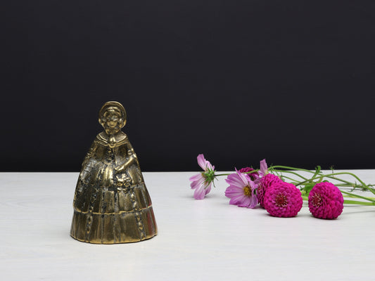 Antique Brass Hand Bell - Vintage Dinner Bell, Desk Ornament, or Paperweight - French Treasure