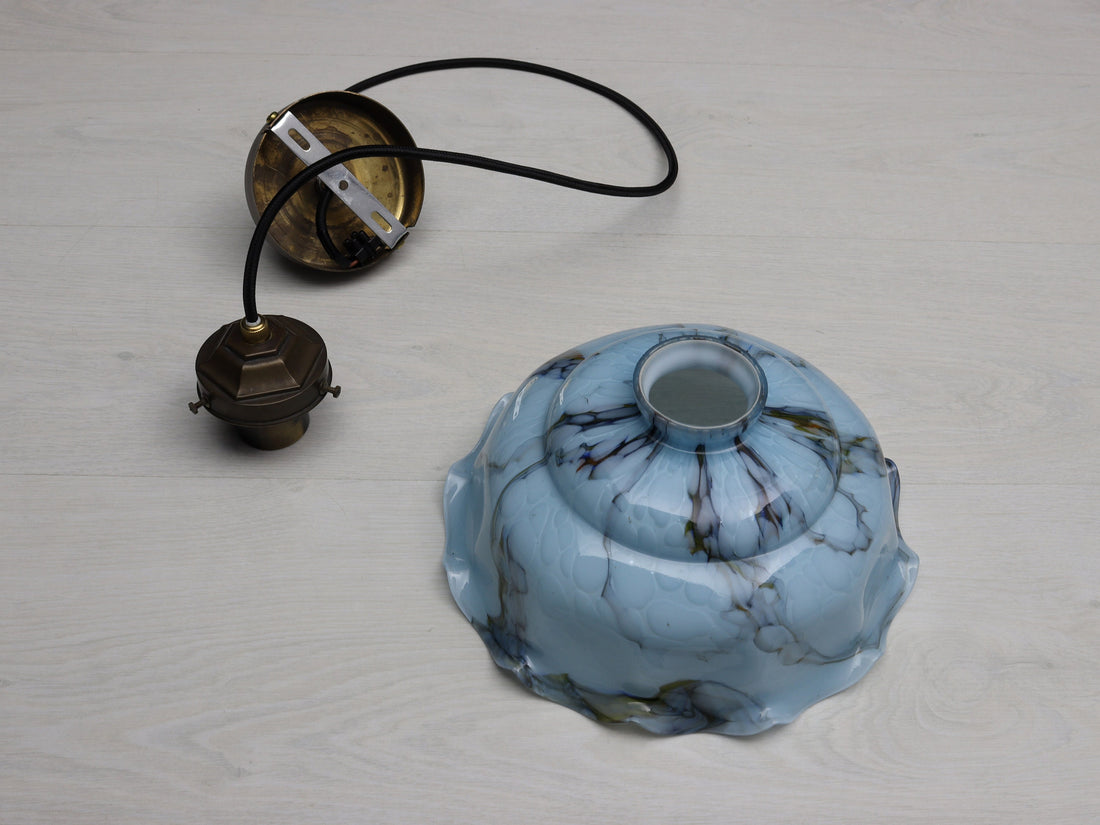 Elegant Pendant Light from an Antique Glass Shade | Antique Lighting Fixtures-Free Shipping