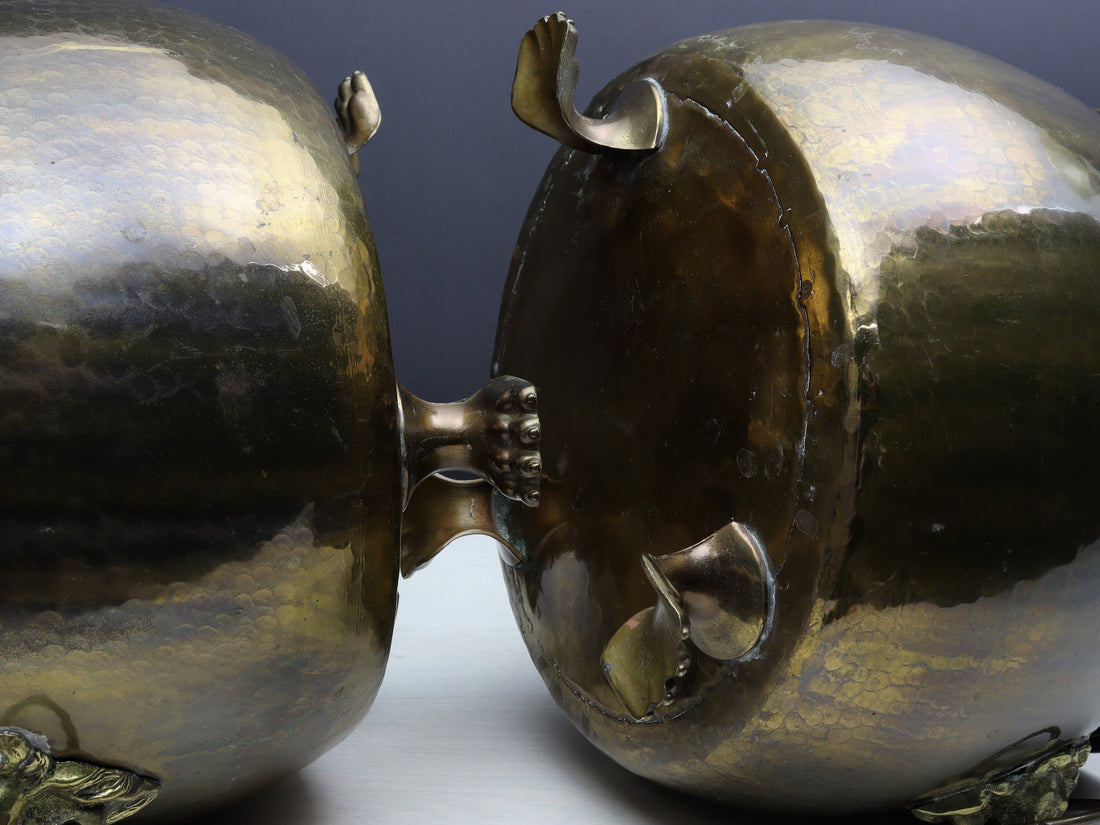 Vintage Brass Kettles: Unique Plant Holders for Entryway, Fireplace, or Hallway Decor