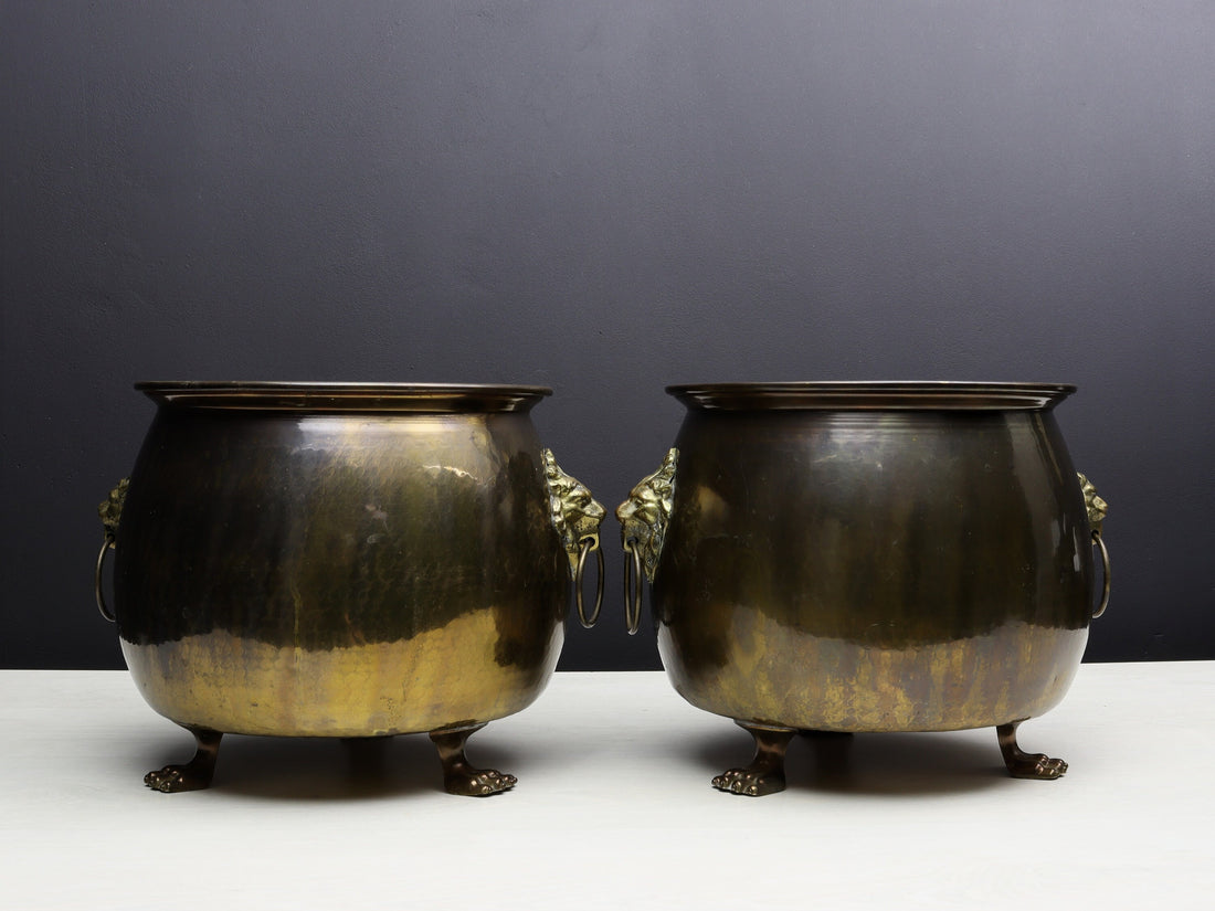 Vintage Brass Kettles: Unique Plant Holders for Entryway, Fireplace, or Hallway Decor