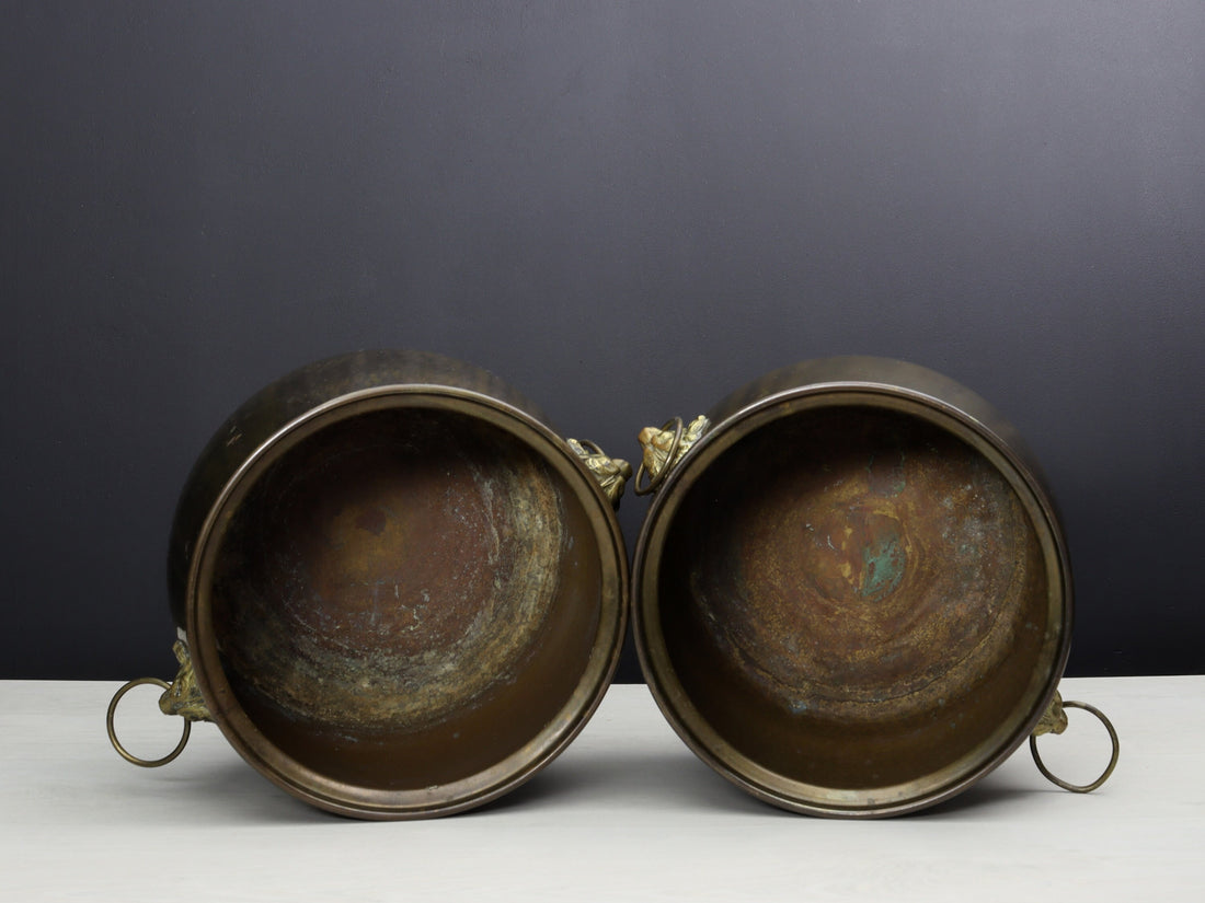 Vintage Brass Kettles: Unique Plant Holders for Entryway, Fireplace, or Hallway Decor